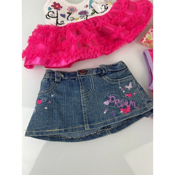 Build-a-Bear Clothing Lot Tank Top Sequin Dress Denim Skirt Unicorn Top Set of 4 - Picture 8 of 16